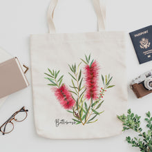 Load image into Gallery viewer, AGCB1000: Red: Bottlebrush Cotton Tote Bag