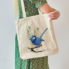 Load image into Gallery viewer, AGCB1011: Blue Wren Cotton Tote Bag