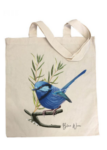 AGCB1011: Blue Wren Cotton Tote Bag