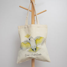 Load image into Gallery viewer, AGCB1012: Sulphur Crested Cockatoo Cotton Tote Bag