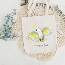 Load image into Gallery viewer, AGCB1012: Sulphur Crested Cockatoo Cotton Tote Bag
