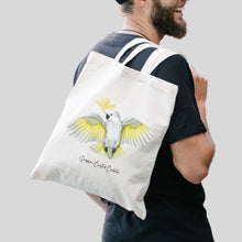 Load image into Gallery viewer, AGCB1012: Sulphur Crested Cockatoo Cotton Tote Bag