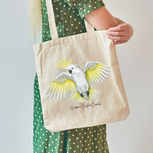 Load image into Gallery viewer, AGCB1012: Sulphur Crested Cockatoo Cotton Tote Bag
