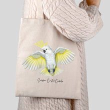 Load image into Gallery viewer, AGCB1012: Sulphur Crested Cockatoo Cotton Tote Bag