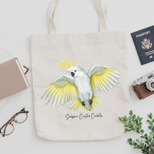 Load image into Gallery viewer, AGCB1012: Sulphur Crested Cockatoo Cotton Tote Bag