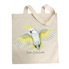 Load image into Gallery viewer, AGCB1012: Sulphur Crested Cockatoo Cotton Tote Bag