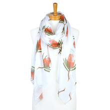Load image into Gallery viewer, AGCS1005: White: Banksia Flower Scarf
