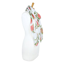 Load image into Gallery viewer, AGCS1007: White: Waratah Flower Scarf