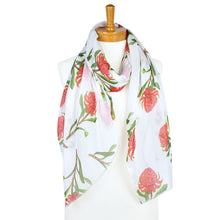 Load image into Gallery viewer, AGCS1007: White: Waratah Flower Scarf