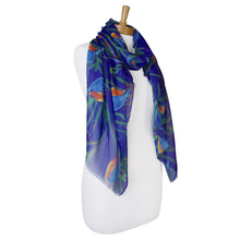 Load image into Gallery viewer, AGCS1010: Navy: Kingfisher Bird Scarf