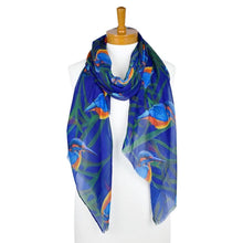 Load image into Gallery viewer, AGCS1010: Navy: Kingfisher Bird Scarf