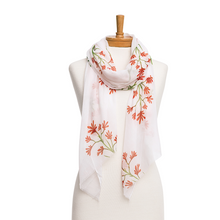 Load image into Gallery viewer, AGCS1017: White: Kangaroo Paws Scarf