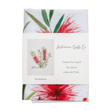 Load image into Gallery viewer, AGCT1001: Red: Bottlebrush Tea Towel
