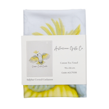 Load image into Gallery viewer, AGCT1018: Sulphur Crested Cockatoo Tea Towel