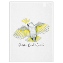 Load image into Gallery viewer, AGCT1018: Sulphur Crested Cockatoo Tea Towel