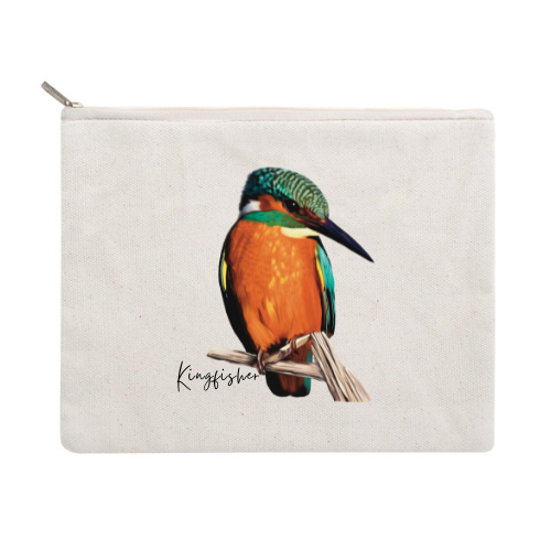Cotton Zipper Pouch | Kingfisher