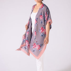 Floral Print Kimono | Grey