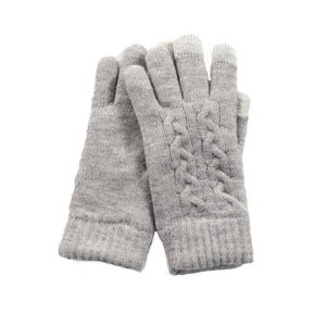 Braid Knit Scarf, Beanie & Gloves Set | Grey
