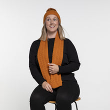 Load image into Gallery viewer, THSAP1244: (2pcs) Orange: Cable Rib Scarf Beanie Set