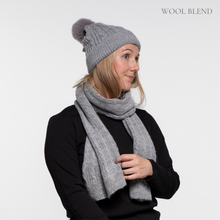 Load image into Gallery viewer, Cable Rib Scarf &amp; Beanie Set | Grey
