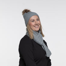 Load image into Gallery viewer, Cable Rib Scarf &amp; Beanie Set | Duck Egg Blue
