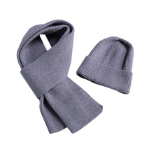 Load image into Gallery viewer, THSAP1259: (2pcs) Grey Twisted Rib Stitch Scarf Beanie Set