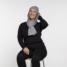 Load image into Gallery viewer, THSAP1259: (2pcs) Grey Twisted Rib Stitch Scarf Beanie Set