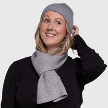Load image into Gallery viewer, THSAP1259: (2pcs) Grey Twisted Rib Stitch Scarf Beanie Set