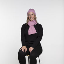 Load image into Gallery viewer, THSAP1260: (2pcs) Magenta Twisted Rib Stitch Scarf Beanie Set