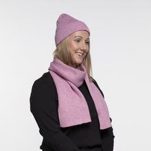 Load image into Gallery viewer, THSAP1260: (2pcs) Magenta Twisted Rib Stitch Scarf Beanie Set