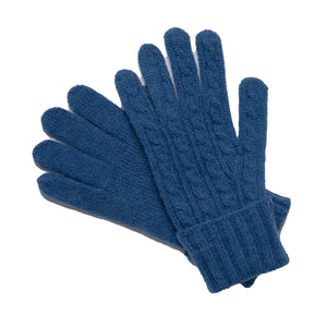 THSAP1350: (3pcs) Coral Blue Cable Knit Scarf Beanie Gloves Set