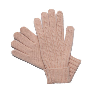 THSAP1351: (3pcs) Peach Cable Knit Scarf Beanie Gloves Set