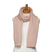 Load image into Gallery viewer, THSAP1351: (3pcs) Peach Cable Knit Scarf Beanie Gloves Set