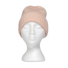 Load image into Gallery viewer, THSAP1351: (3pcs) Peach Cable Knit Scarf Beanie Gloves Set