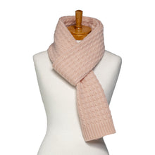 Load image into Gallery viewer, THSAP1351: (3pcs) Peach Cable Knit Scarf Beanie Gloves Set
