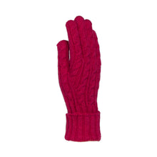 Load image into Gallery viewer, THSAP1354: (3pcs) Hot Pink Cable Knit Scarf Beanie Gloves Set