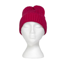 Load image into Gallery viewer, THSAP1354: (3pcs) Hot Pink Cable Knit Scarf Beanie Gloves Set
