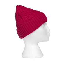 Load image into Gallery viewer, THSAP1354: (3pcs) Hot Pink Cable Knit Scarf Beanie Gloves Set