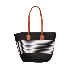 Load image into Gallery viewer, THSB1032: Black: Nautical Weave Tote Bag