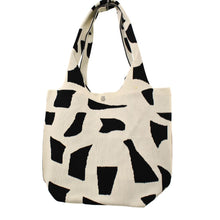 Load image into Gallery viewer, THSB1050: Cream Black Abstract Tote Bag