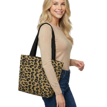 Load image into Gallery viewer, THSB1056: Tan: Leopard Jacquard Tote Bag