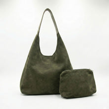 Load image into Gallery viewer, THSB1059: Green: Faux Suede Tote Bag