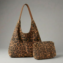 Load image into Gallery viewer, THSB1060: Leopard: Faux Suede Tote Bag
