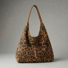 Load image into Gallery viewer, THSB1060: Leopard: Faux Suede Tote Bag
