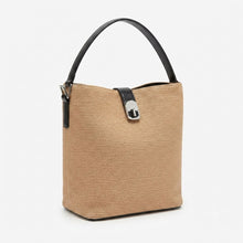 Load image into Gallery viewer, THSB1062: Tan: Woven Bucket Tote Bag with Handle