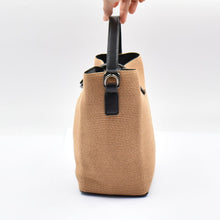 Load image into Gallery viewer, THSB1062: Tan: Woven Bucket Tote Bag with Handle