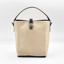 Load image into Gallery viewer, THSB1063: Beige: Woven Bucket Tote Bag with Handle