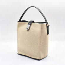 Load image into Gallery viewer, THSB1063: Beige: Woven Bucket Tote Bag with Handle