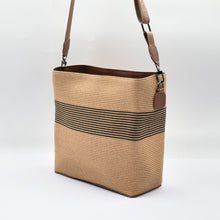 Load image into Gallery viewer, THSB1064: Camel: Striped Woven Tote Bag