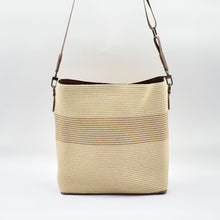 Load image into Gallery viewer, THSB1065: Beige: Striped Woven Tote Bag